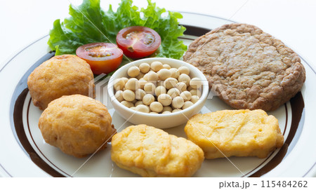 大豆ミートのハンバーグとナゲット　大豆加工食品 115484262