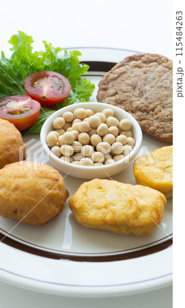 大豆ミートのハンバーグとナゲット　大豆加工食品 115484263