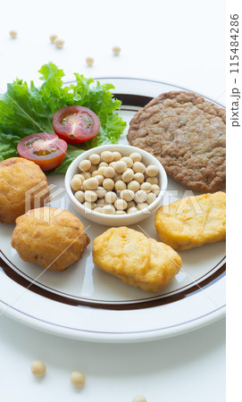 大豆ミートのハンバーグとナゲット　大豆加工食品 115484286