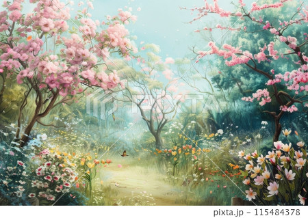 Cherry Blossoms in Morning Sunlight 115484378