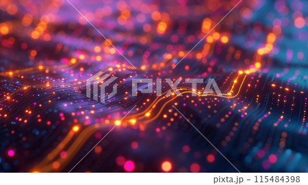 Abstract Digital Waveform with Glowing Dots 115484398