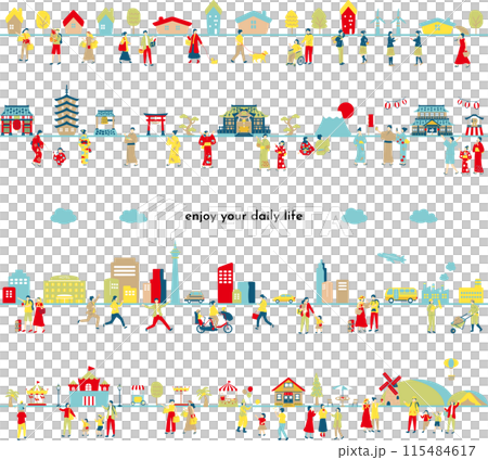 People's daily lifestyle set People's daily lifestyle set 115484617