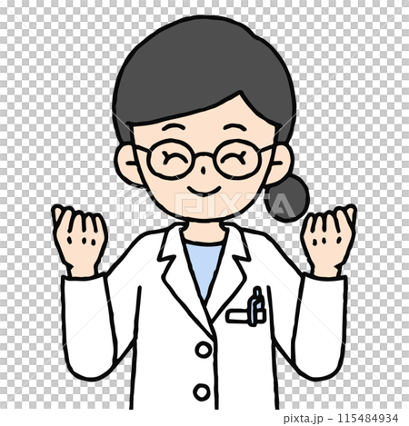A female pharmacist is doing a fist pump A female pharmacist is doing a fist pump 115484934
