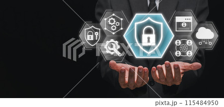SASE, Secure Access Service Edge concept, Businessman hands holding Secure Access Service Edge icon on virtual screen, password, network, framework and support technology. 115484950