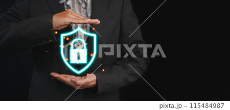 Cyber insurance concept, Businesswoman hand holding Cyber insurance icon on virtual screen, service Insurance online cyber security privacy. Cyber insurance concept, Businesswoman hand holding Cyber insurance icon on virtual screen, service Insurance online cyber security privacy. 115484987