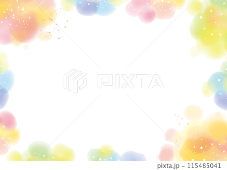ふんわりしたカラフルな水彩のフレーム 115485041