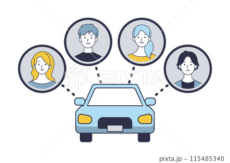 車をシェアするイメージのイラスト 車をシェアするイメージのイラスト 115485340
