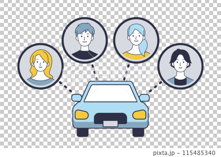 車をシェアするイメージのイラスト 車をシェアするイメージのイラスト 115485340