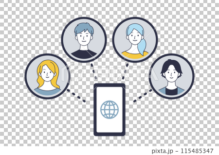 Illustration of people connected by network Illustration of people connected by network 115485347