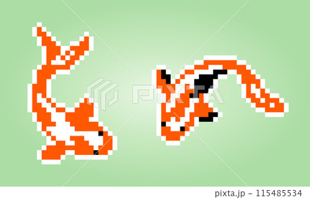 Koi fish pixel. Vector illustration of 8 bit game assets. 115485534