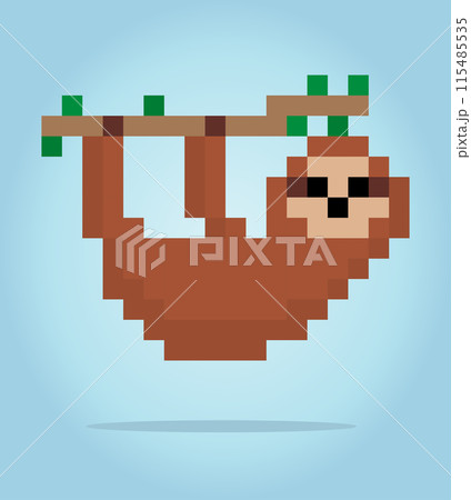 8 bit pixel slow loris. Animal for game assets and cross stitch patterns in vector illustrations. 115485535