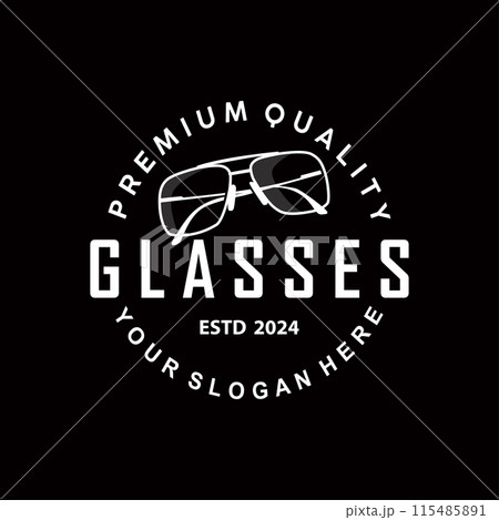 black silhouette design of glasses logo with modern and trendy simple fashion temple illustration black silhouette design of glasses logo with modern and trendy simple fashion temple illustration 115485891