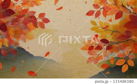 秋、紅葉をイメージした和風素材（AI生成素材） 115486380