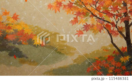 秋、紅葉をイメージした和風素材(AI生成素材) 秋、紅葉をイメージした和風素材(AI生成素材) 115486381