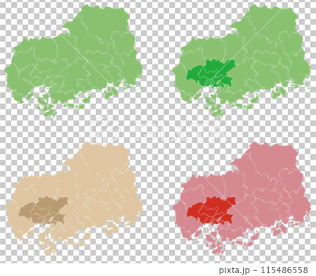 Dividable Hiroshima Prefecture Map - Color-coded Set Dividable Hiroshima Prefecture Map - Color-coded Set 115486558