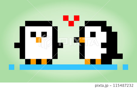 8 bit pixels penguin. Animals for game assets...のイラスト素材 [115487232] - PIXTA