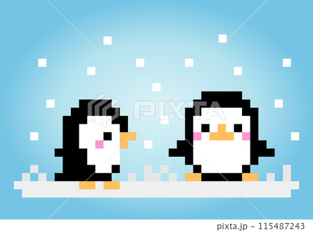 8 bit pixels penguin. Animals for game assets...のイラスト素材 [115487243] - PIXTA