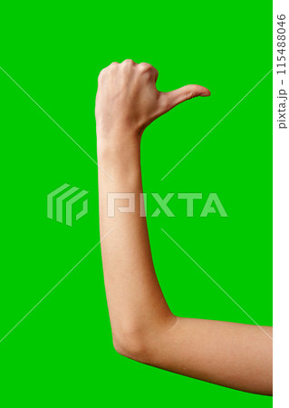 Person Giving a Thumbs Up Gesture Against a Green Screen Background Person Giving a Thumbs Up Gesture Against a Green Screen Background 115488046