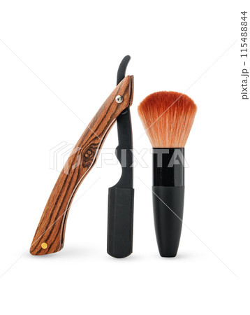 Vintage shaving razor and tools isolated on white Vintage shaving razor and tools isolated on white 115488844