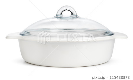 White ceramic cooking pot isolated on a white background 115488878