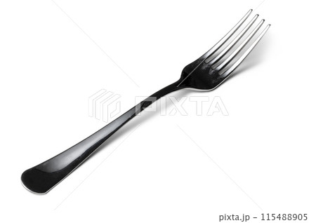 Silver cutlery fork isolated on white background Silver cutlery fork isolated on white background 115488905