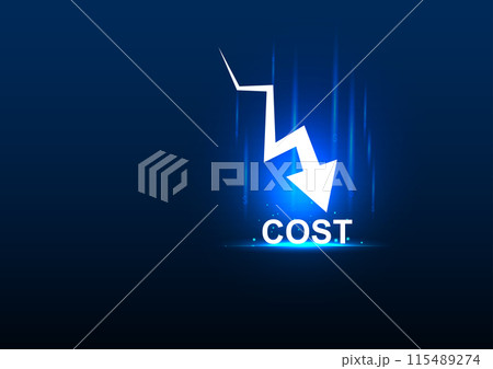 Cost text and down arrows. budget, Cost Management.  115489274