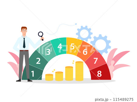 Risk management for financial investment concept. Investors are studying the risk level of investing in the stock market.  115489275
