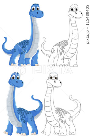 Cute Blue Dinosaur Illustration Cute Blue Dinosaur Illustration 115489405