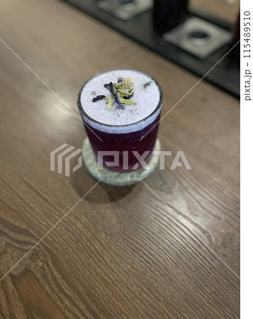 butterfly pea leave drink with lemon and honey butterfly pea leave drink with lemon and honey 115489510
