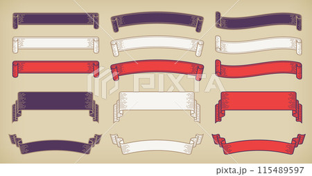 A horizontal title ribbon obi set with a Japanese retro design. 115489597
