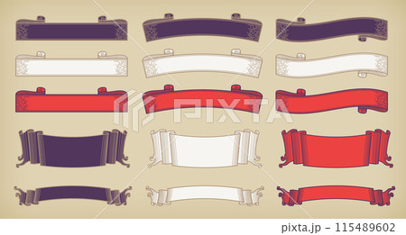 A horizontal title ribbon obi set with a Japanese retro design. A horizontal title ribbon obi set with a Japanese retro design. 115489602