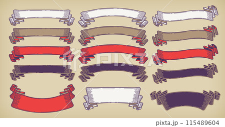 A horizontal title ribbon obi set with a Japanese retro design. 115489604