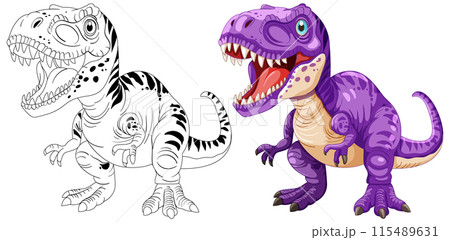 Colorful and Black-and-White Dinosaur 115489631