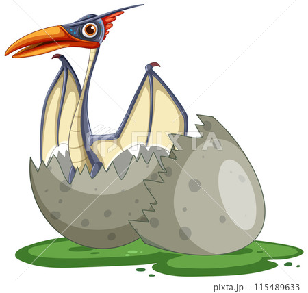 Baby Dinosaur Hatching from Egg 115489633