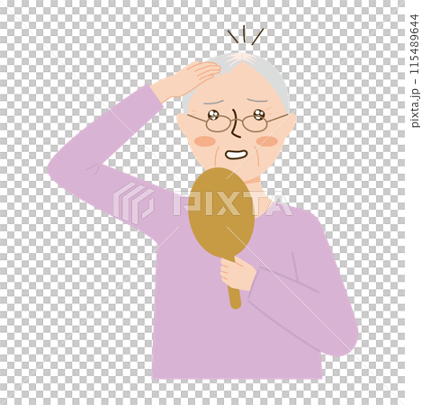 Senior woman suffering from thinning hair Senior woman suffering from thinning hair 115489644