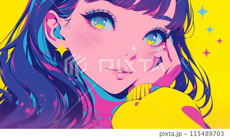 こちらを見つめるアニメ風の女の子　AI 115489703