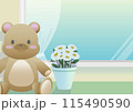 窓際の花とクマのぬいぐるみ 窓際の花とクマのぬいぐるみ 115490590