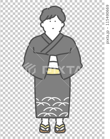一個穿著浴衣的男人的插圖 115490669