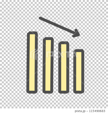Bar graph, downward trend, illustration 115490683