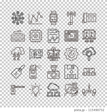 device artificial intelligence technology icon set device artificial intelligence technology icon set 115490732