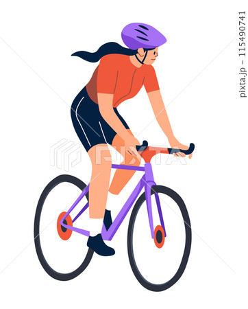 Cyclist on purple bike vector Cyclist on purple bike vector 115490741
