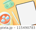 タブレットとオレンジのデスク タブレットとオレンジのデスク 115490783