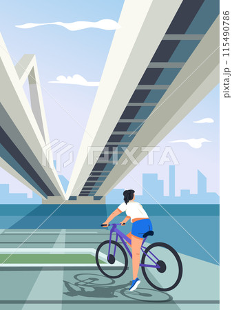 Modern City Under Bridge vector 115490786