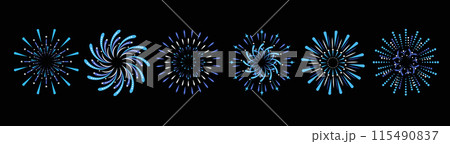 Vector illustration of colorful fireworks Isolated on a black background. 115490837