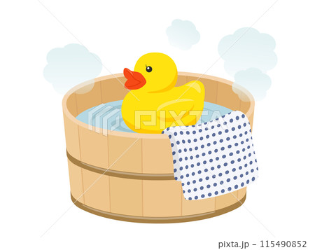 お風呂のイメージ_桶に浮かぶアヒル_ベクターイラスト 115490852