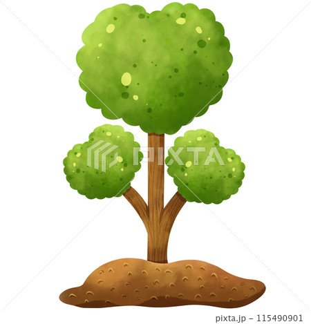 Hand drawn watercolor painting of green ecological trees Hand drawn watercolor painting of green ecological trees 115490901