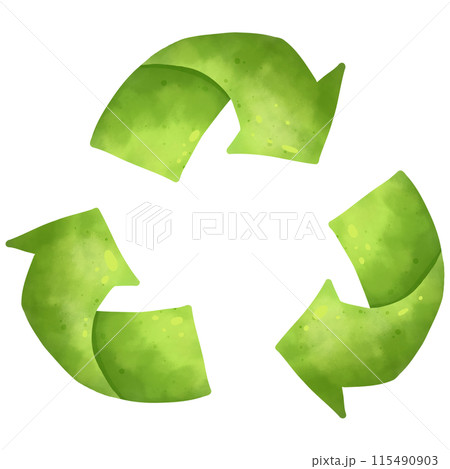 Hand drawn watercolor green renewable energy pictogram Hand drawn watercolor green renewable energy pictogram 115490903
