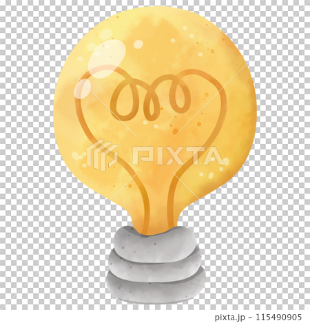 hand painted yellow light bulb watercolor painting hand painted yellow light bulb watercolor painting 115490905