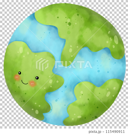 Hand drawn ecological green earth watercolor painting 115490911