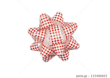 Beautiful red and white bow on white background. lovely ribbon. Beautiful red and white bow on white background. lovely ribbon. 115490925